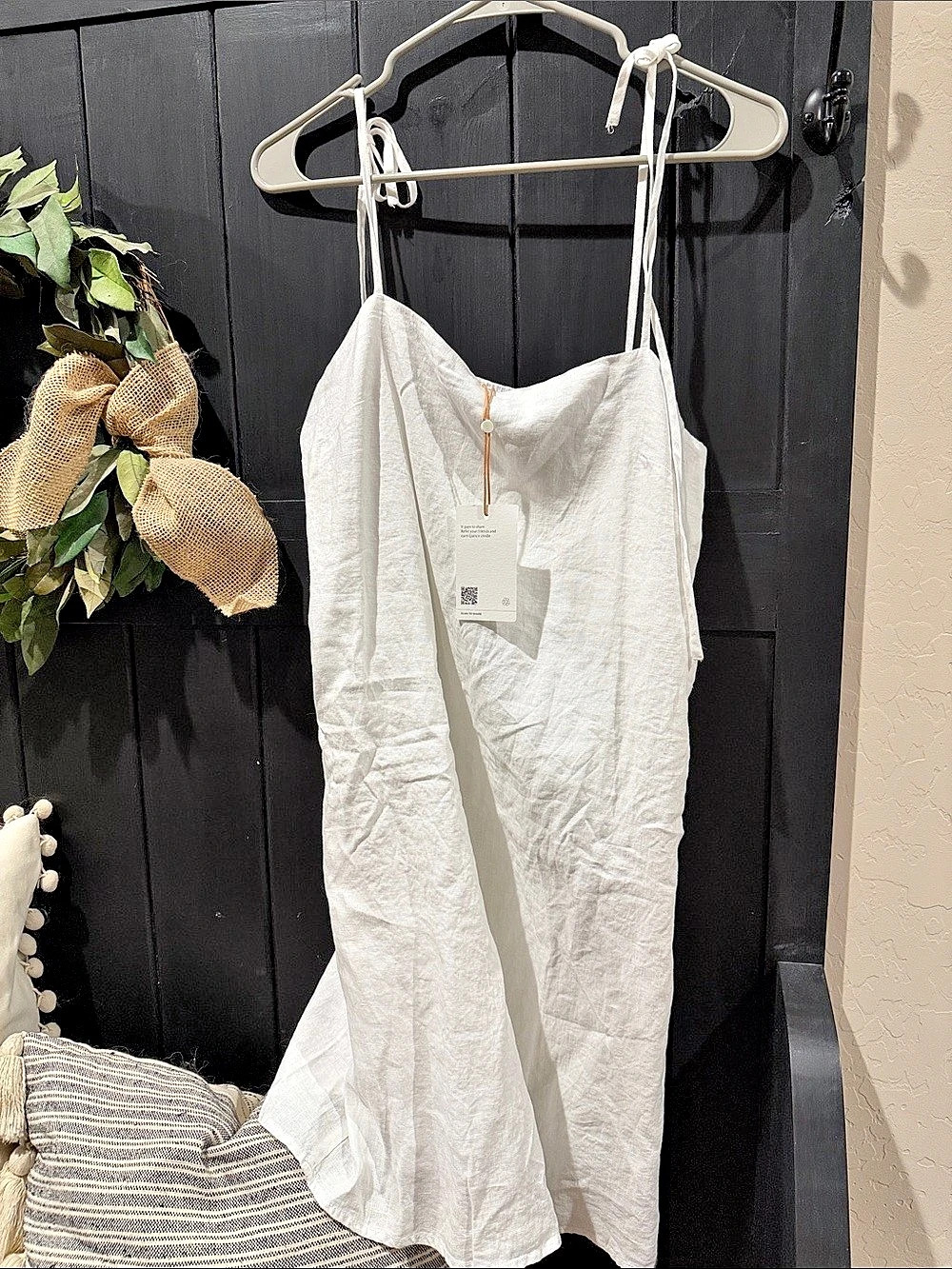 Quince European Linen Tie Strap Dress White Maxi Dress